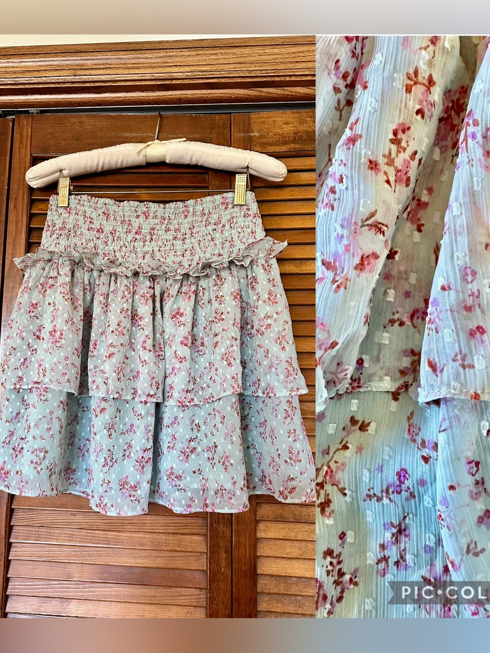 Walter Baker Dynasty Mint Bloom Floral Tiered Mini Skirt size xs or small